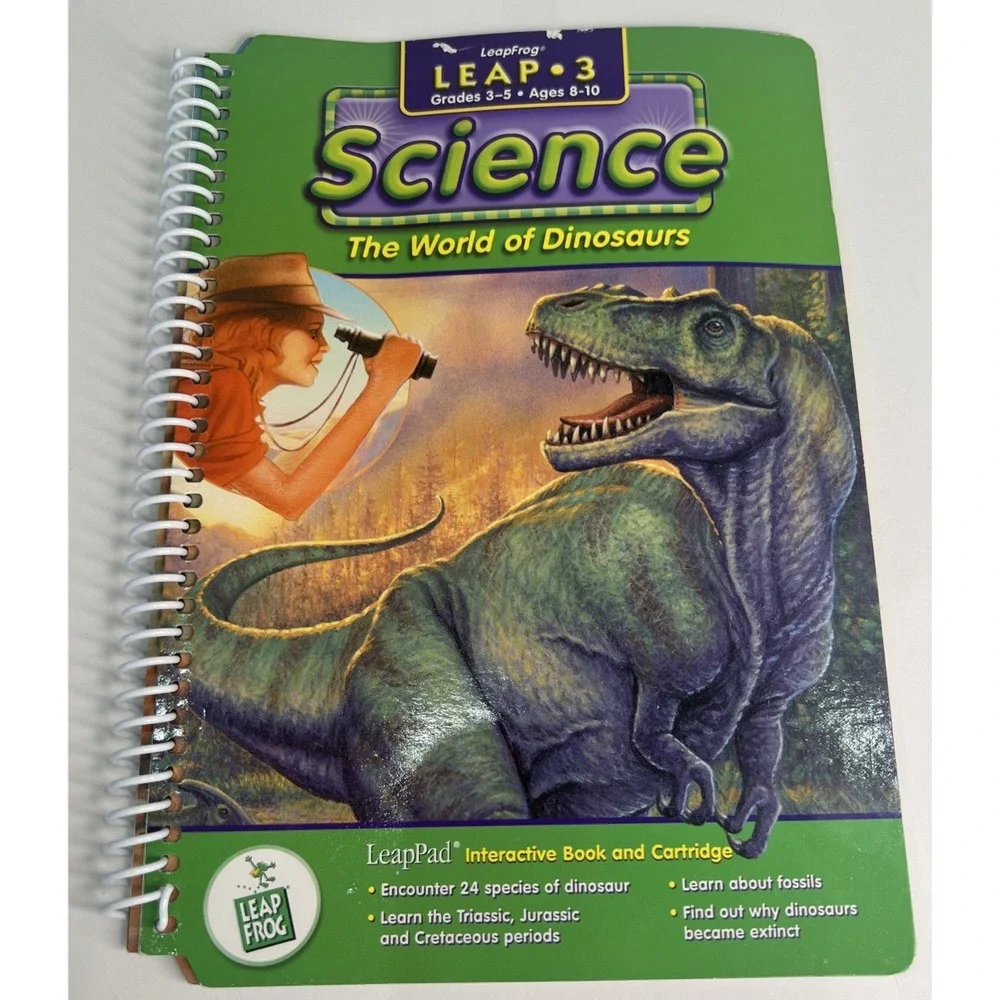 Vintage LeapFrog LeapPad Science World of Dinosaurs‎ Book & Cartridge LEAP-3